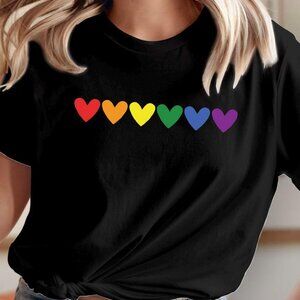 Pride Rainbow Hearts T-Shirt Pride Love Heart T Shirt